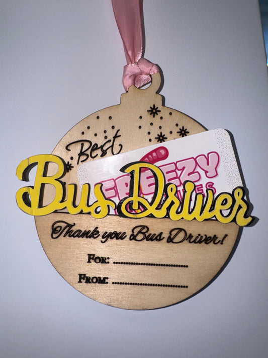 Custom Bus Driver Wooden Ornament Gift Card Holder