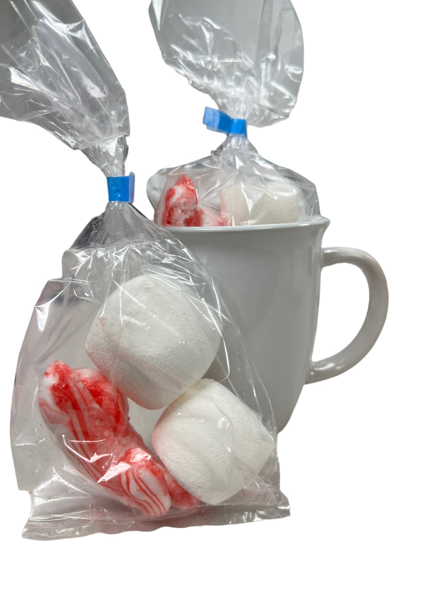 Freeze Dried Marshmallow and Candy Cane paired with Hot Chocolate and A Mug