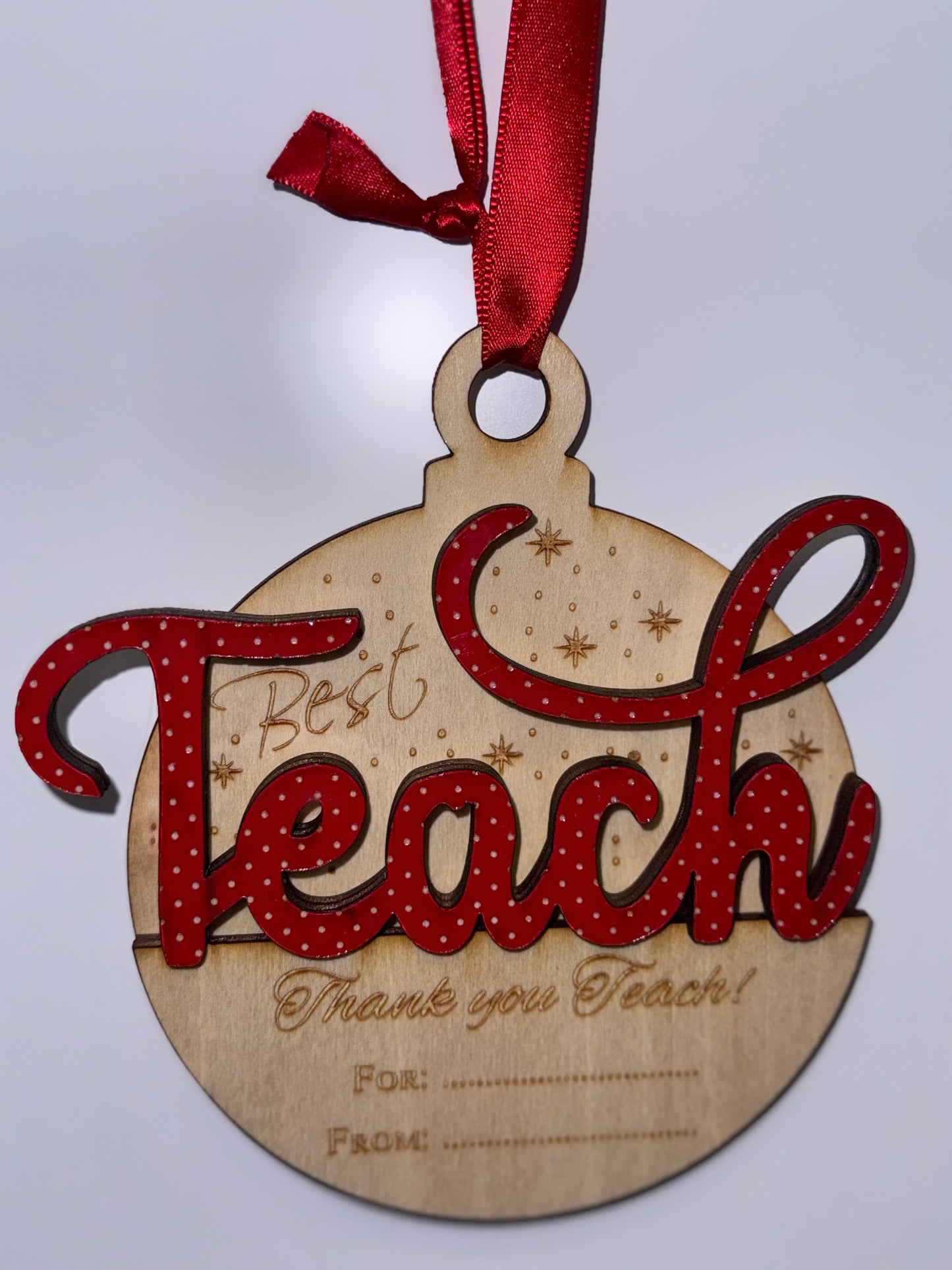 Custom Wooden Teacher Gift Card Holder Ornament