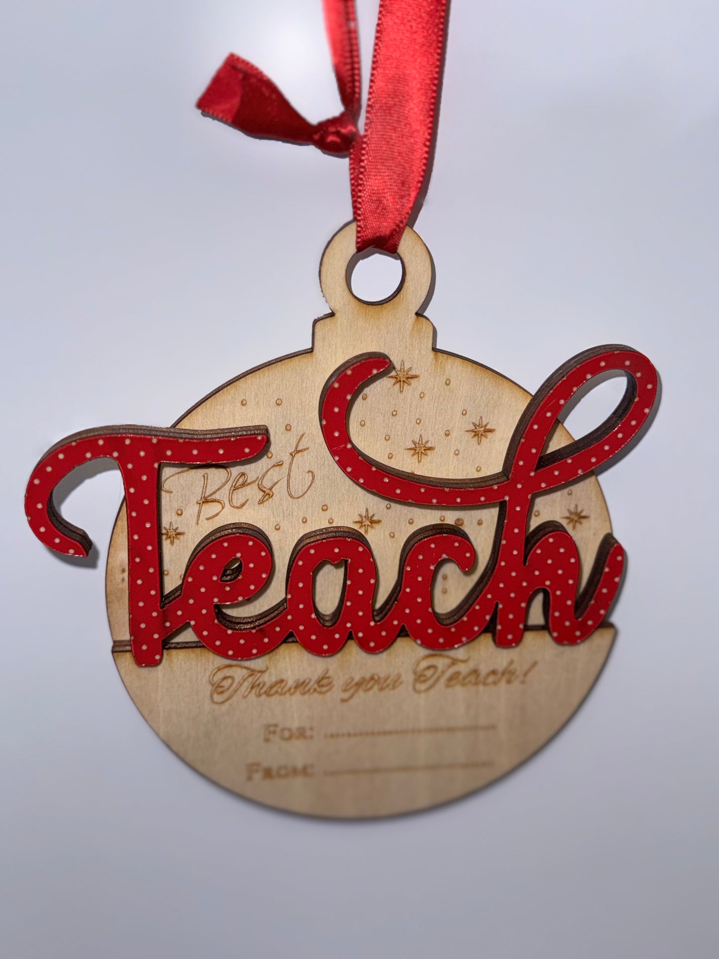 Custom Wooden Teacher Gift Card Holder Ornament